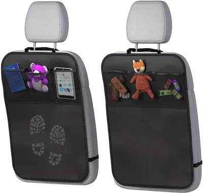 Image de Housses de protection pour sièges auto pour enfants, lot de 2, imperméables, avec 3 poches, pour le siège avant de la voiture