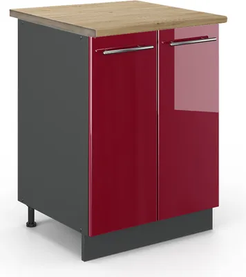 Produktbild von Küchenunterschrank Vicco Fame-Line Bordeaux Hochglanz 60 cm , AP Eiche, Model 45828