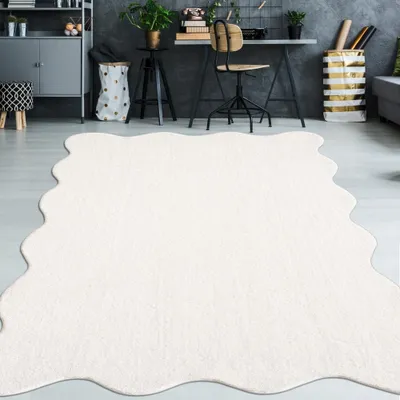 Obrázek produktu pro Krémový koberec se snadnou údržbou a moderním tvarem vlny - 140 x 200 cm