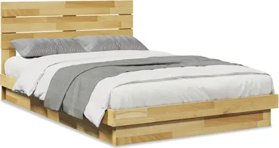 Produktbild von vidaXL Massivholzbett mit Kopfteil ohne Matratze 120x200 cm Eichenholz
