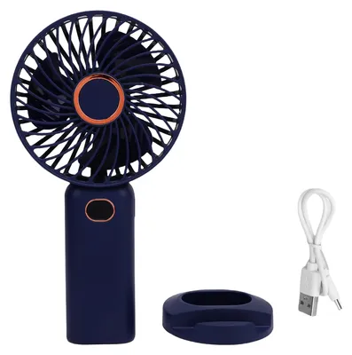 Image de Ventilateur à main, 5 vitesses, affichage numérique, rechargeable, portable, avec socle, pour la maison et l'extérieur