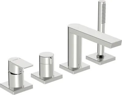 Produktbild von Hansa Einhebelmischer Fertigmontageset für Wanne/Brause HANSASTELA Rosette eckig Chrom, 57302473