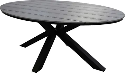 Produktbild von Ovaler Gartentisch | Polywood & Aluminium | 180cm | Grau