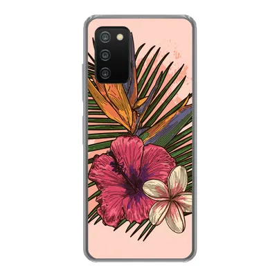 Produktbild von MuchoWow® Handyhülle Schutzhülle Hülle für Samsung Galaxy A03s Blumen - Tropisch - Rosa Silikon Softcase Handy Hülle - Schutz