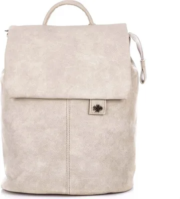 Zdjęcie produktu dla Jennifer Jones Elegancki damski plecak z klapą z miękkiej sztucznej skóry Beżowy Ecru