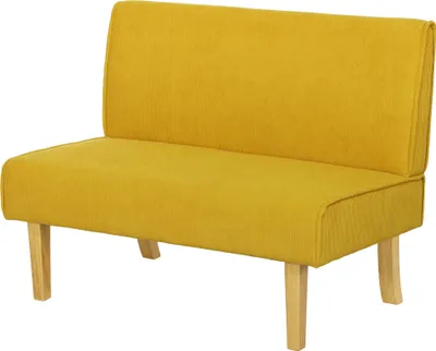 Produktbild von Kompaktsofa armlos, Zweisitzer-Sofa Cord-Bezug, Cordsofa Polyester, Gelb | Massivholzrahmen | 240 kg | 110 x 62 x 85 cm