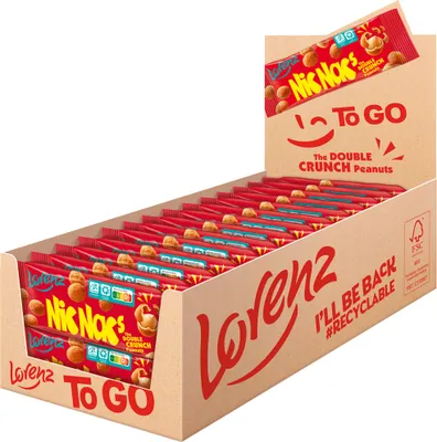 A display box filled with individually wrapped candy bars.