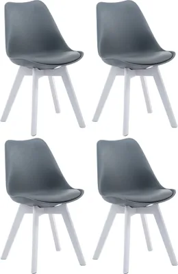 Produktbild von 4er Set Besucherstühle HLO-CP2 Weiß Kunstleder  grau