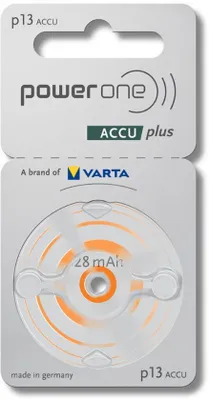 Produktbild von Varta Power One 13 ACCU plus Orange p13 Akku für Hörgeräte NiMH 2er Blister p13