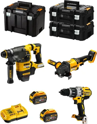 Produktbild von DeWALT Kit FVK381X2HD-QW 54V/18V (DCH333 + DCD996 + DCG418 + 2 x 9,0 Ah + DCB118 + 2 x TSTAK II + TSTAK VI)