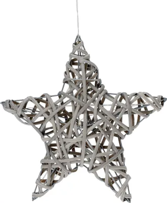 Immagine prodotto di Stella 30 cm in rattan - illuminata con 10 LED - batteria / timer / bianco caldo