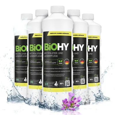Produktbild von BiOHY KFZ Polster- & Lederpflege + Dosierer, Lederpflege Auto, Lederreiniger, 6 x 1 l