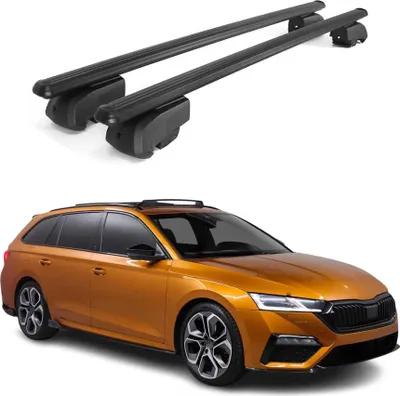 Image de Barres de toit Transversales pour Skoda Octavia 2019-2023 Aluminium Noir ABE