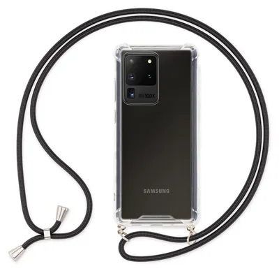 Obrázok produktu pre NALIA puzdro na mobilný telefón s retiazkou pre Samsung Galaxy S20 Ultra, mäkké puzdro s krytom na kábel, čierne