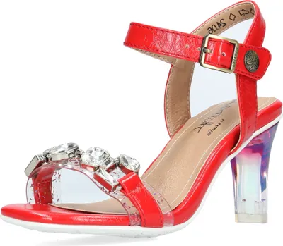 Produktbild von Laura Vita Damen Sandalette Strasssteine wie funkelnder Morgentau STELLAO-08, Größe:38 EU, Farbe:Rot