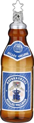 Produktbild von Christbaumschmuck Glas Flasche Helles Bier 13,5cm braun