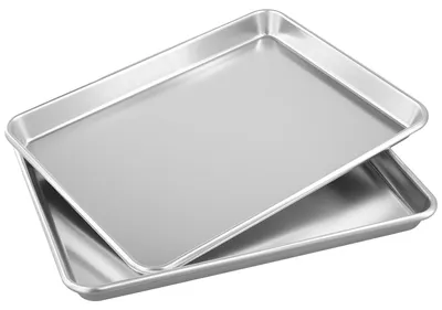 2 Alu-Backbleche 33 x 24,3 x 2,5 cm, silber, leicht, vielseitig
