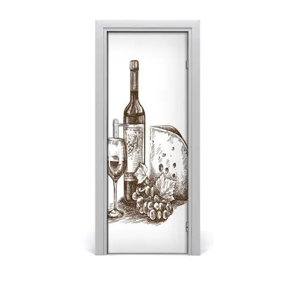 Produktbild von Tulup Türaufkleber 75x205 cm Dekorative Aufkleber Selbstklebend Wasserdichte Tapete Abnehmbar Schlafzimmer Wohnzimmer Wohnkultur - Wein und Snacks