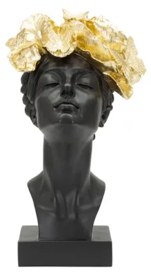 Produktbild von Mauro Ferretti Büste Woman with Butterfly schwarz gold 21x20x36,5 cm