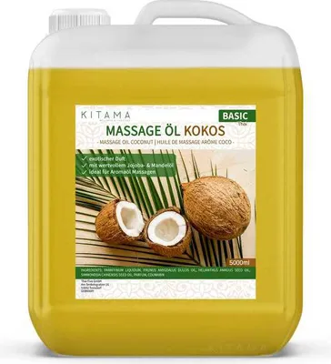Produktbild von Kitama Aroma Massageöl Kokos 5-Liter 5L I Pflegendes Körperöl für Massagen I Aroma-Öl für Massage, Thai-Massage & Spa