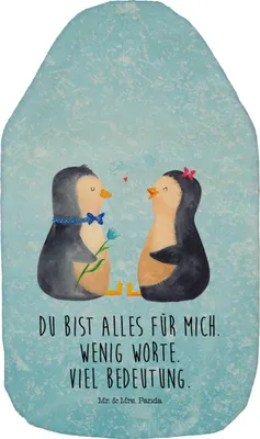 Produktbild von Mr. & Mrs. Panda Wärmekissen Pinguin Pärchen - Eisblau - Geschenk, Hochzeitstag, Liebe, Verlobung, wärmebeutel, Hochzeitsgeschenk, Bettflasche, Wärmflaschen, Wärmflasche