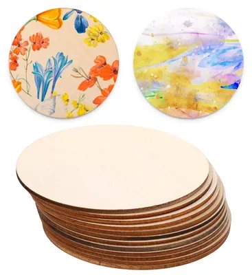 12 runde Holzplatten 10 cm, 2 mm, für DIY-Basteln & Deko