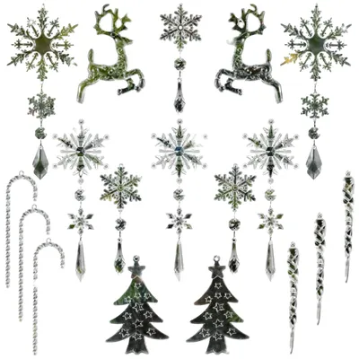 Immagine prodotto di Decorazioni natalizie fiocchi di neve acrilici ciondolo di cristallo 18 pezzi