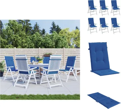 Produktbild von vidaXL Gartenstuhlauflagen für Hochlehner 6 Stk. Königsblau 120x50x3cm -  Sitzpolster