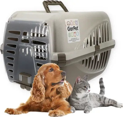 Produktbild von Transportbox Hunde Katzen Kaninchen Hundebox Transport Auto Box Korb Katzenbox extra viele Luftschlitze sicheres Schloss