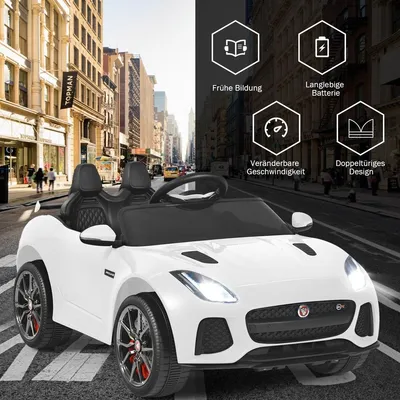 Image de Voiture électrique pour enfants avec histoires & musique & klaxon & phares & télécommande 2.4G blanc