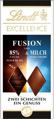 Produktbild von Lindt Excellence Fusion Edelbitter Meersalz Vollmilchschokolade 100g