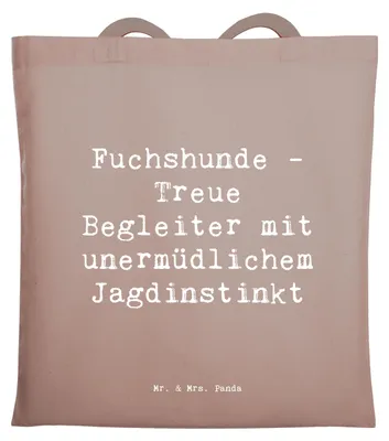 Produktbild von Mr. & Mrs. Panda Tote Bag Spruch Fuchshunde Treue - Braun Pastell - Geschenk, Laptoptasche, Shopping Tasche, Jutebeutel, Loyalität, Schultasche, Entschlossenheit, Hunde