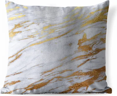Produktbild von MuchoWow® Outdoor Kissen - Marmor - Gold - Weiß - Textur - 60x60 cm - Wetterfest - Lounge Kissen - Dekoration - Schlaf Kissen