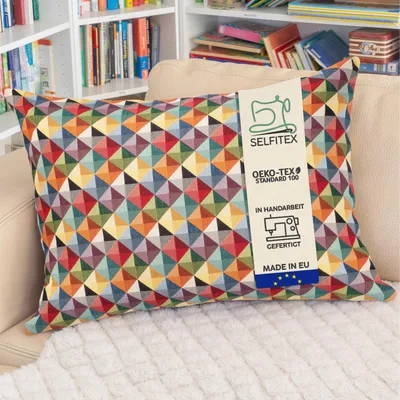 Produktbild von Selfitex Buntes Dekokissen inkl. Füllung, weiches Lesekissen, dekoratives Zierkissen, Sofakissen, Rückenkissen, Größe: 60x80, Muster: Pyramid
