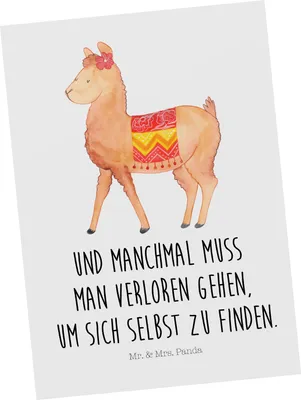 Produktbild von Mr. & Mrs. Panda Postkarte Alpaka Stolz - Weiß - Geschenk, Ansichtskarte, bildkarte, Ansichtskarten, Postkarten, Lama, Grußkarte
