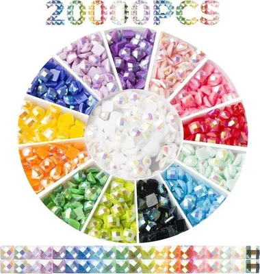 Zdjęcie produktu dla 20-częściowy zestaw do malowania diamentami, kwadratowe diamenty, akcesoria dla dorosłych, 20 000 sztuk