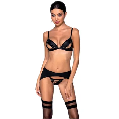 Produktbild von Passion-Exklusiv - PE Miley 3pcs set with open bra black S/M