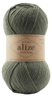 100g Sockenwolle Alize Wooltime 274 graugrün