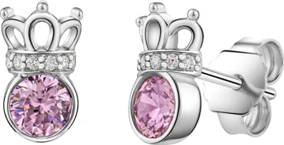 Produktbild von Zeeme for Kids Ohrstecker 925/- Sterling Silber 1,0cm weiß Zirkonia pink 279220023