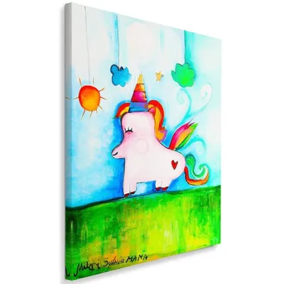Produktbild von Leinwandbild einhorn 40x60 cm Feeby farbe wandbild bereit zum aufhängen