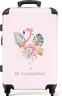 Obrázek produktu pro NoBoringSuitcases.com® Velký kufr - Flamingo - Jungle - Women - Pink - Quotes - Combination Lock TSA - Hard Shell Trolley 4 Wheels - 72 litrů - Cestovní kufr - 66 cmKufr Medium 67x43x25 cm, 72L,