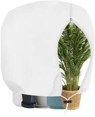 Produktbild von Unyqoos® Pflanzenschutzsack – atmungsaktives, frostbeständiges 85 g Vlies, UV-beständig, mit Reißverschluss & Kordelzug, für Palmen, Zitrus und Sträucher