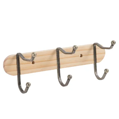 Produktbild von Hakenleiste, MDF, 3 Haken, natur