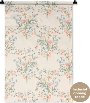 Produktbild von MuchoWow® Wandteppich Wandbehang Vintage - Pastell - Collage 60x90 cm Tapisserie Dekoration Wandtuch - Foto-Teppich - Abwaschbar