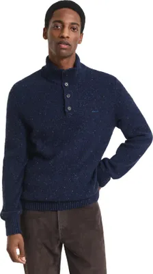 Produktbild von Gant Pullover Dunkelblau Jacquard Halb-Reißverschluss Knöpfe meliert