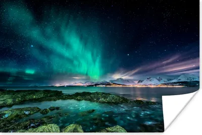 Produktbild von MuchoWow® Poster Nordlichter - See - Norwegen 30x20 cm - Plakate - Print