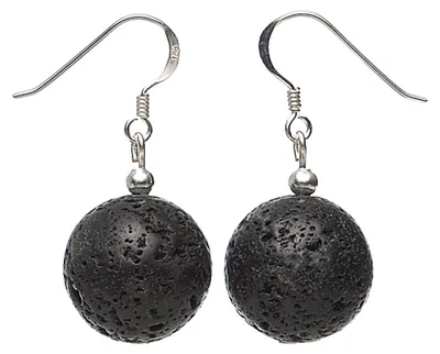 Produktbild von Ohrringe Ohrhänger aus echter Lava & 925 Silber schwarz Lavaohrringe Ohrschmuck für Damen