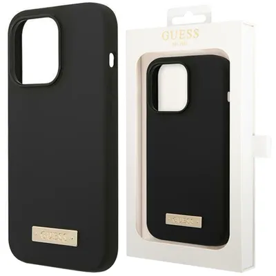 Produktbild von Guess Silicone Metal Logo MagSafe Compatible Case für iPhone 14 Plus schwarz