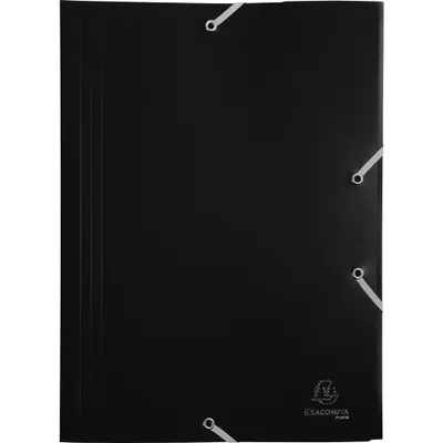 Produktbild von Exacompta 30x Sammelmappe +Gummizug 3 Klappen PP 400µ Eco A4 Schwarz 55901E