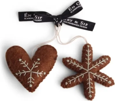 Produktbild von Filz Weihnachtsschmuck Herz & Stern, 7-8 cm, aus nepalesischer Schafwolle, zum Aufhängen